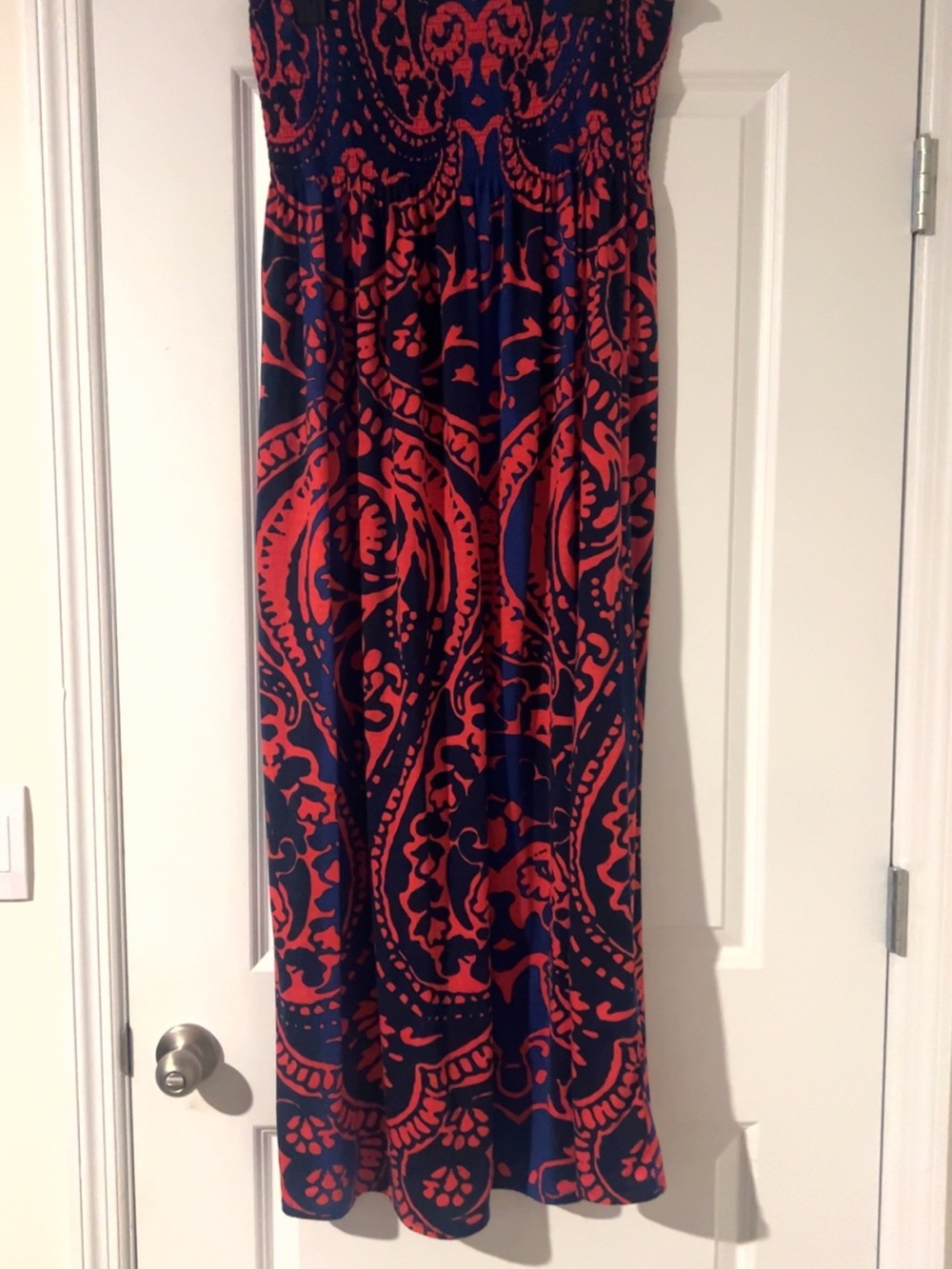 Women's Navy and Red Printed Maxi Skirt
